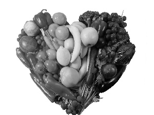 White, background, vegetables, Heart, bouquet