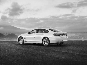 White, BMW, Mountains, Sky, 2014, 4 Series