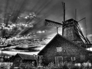 Windmill, west, sun