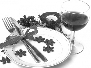 Christmas, table, Wine, cover