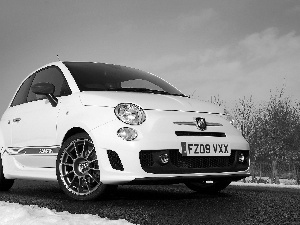 White, snow, winter, Abarth 500