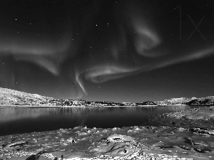 dawn, lake, winter, Polaris