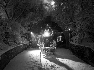 winter, snow, Train, steam, locomotive