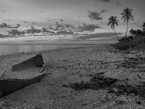 sea, west, wreck, boats, Beaches, sun