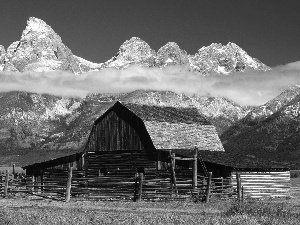 wooden, Mountains, Wyoming, house