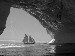 Yacht, Yacht, mountains, Ice, sea