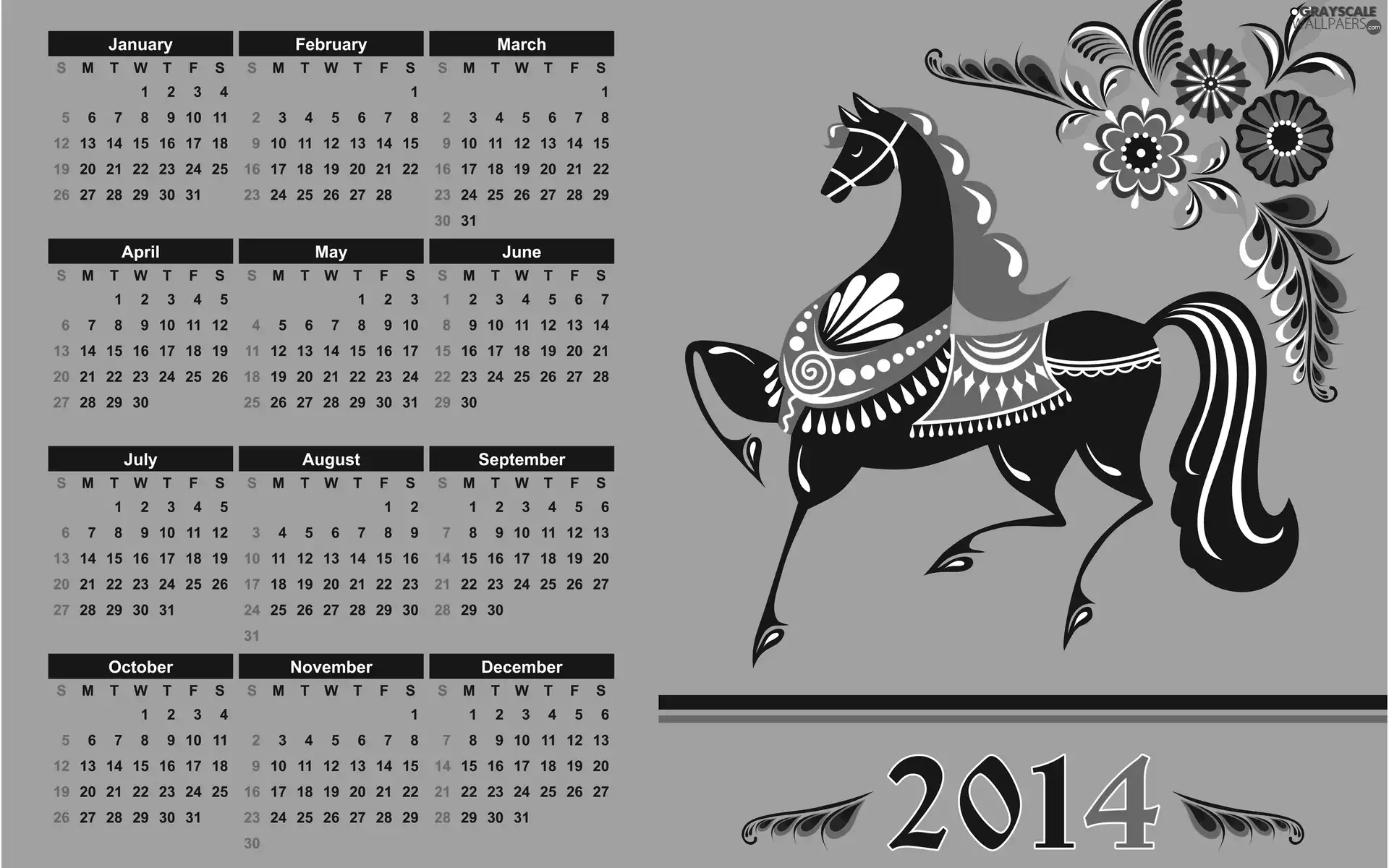 Horse, Calendar, 2014 Year