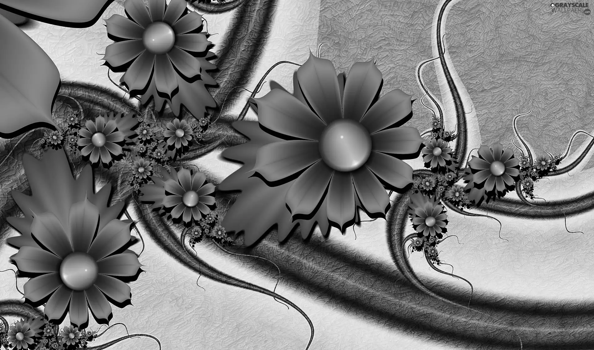 Brown, graphics, 3D, Flowers