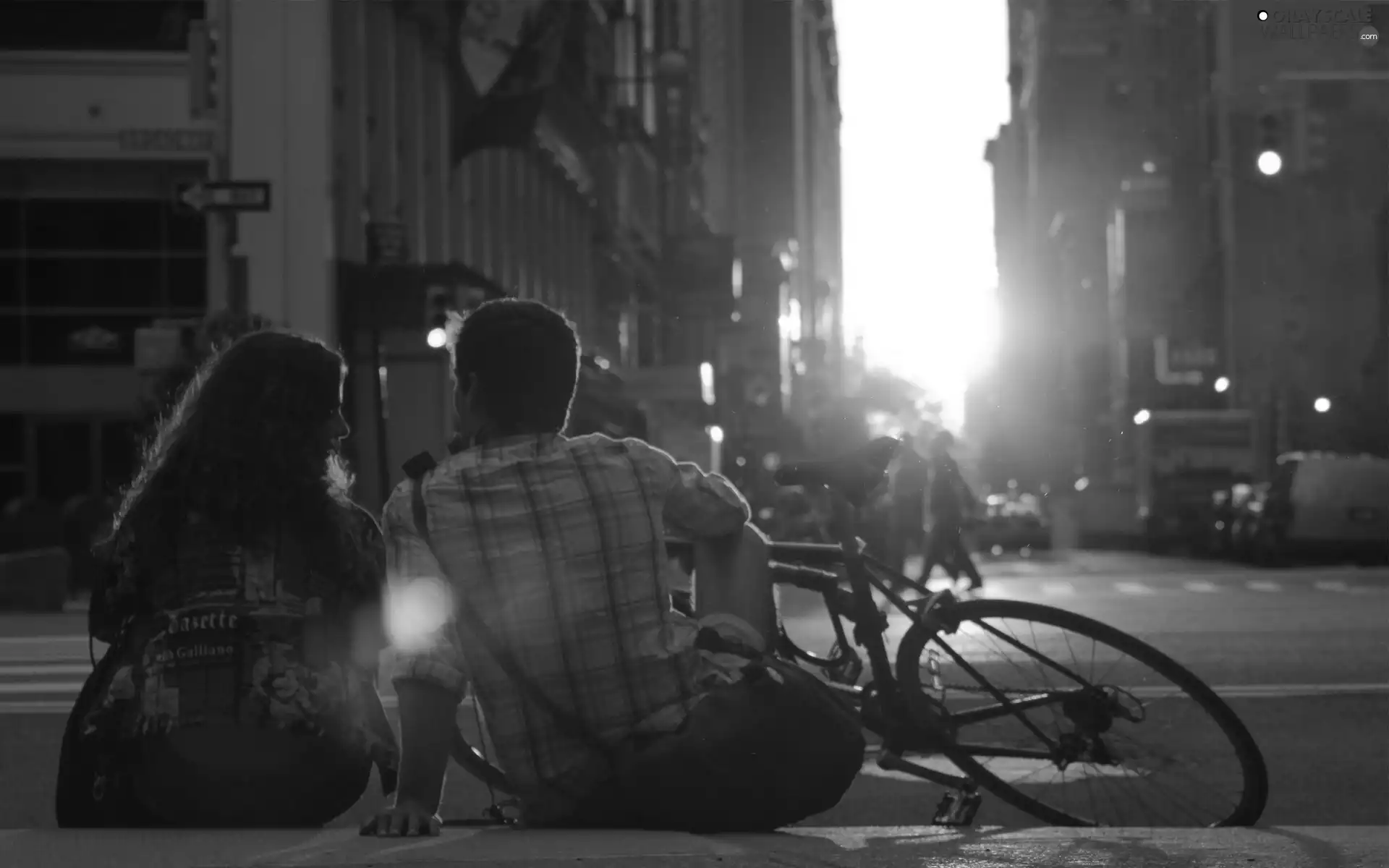 a man, Bike, sun, Street, west, Women