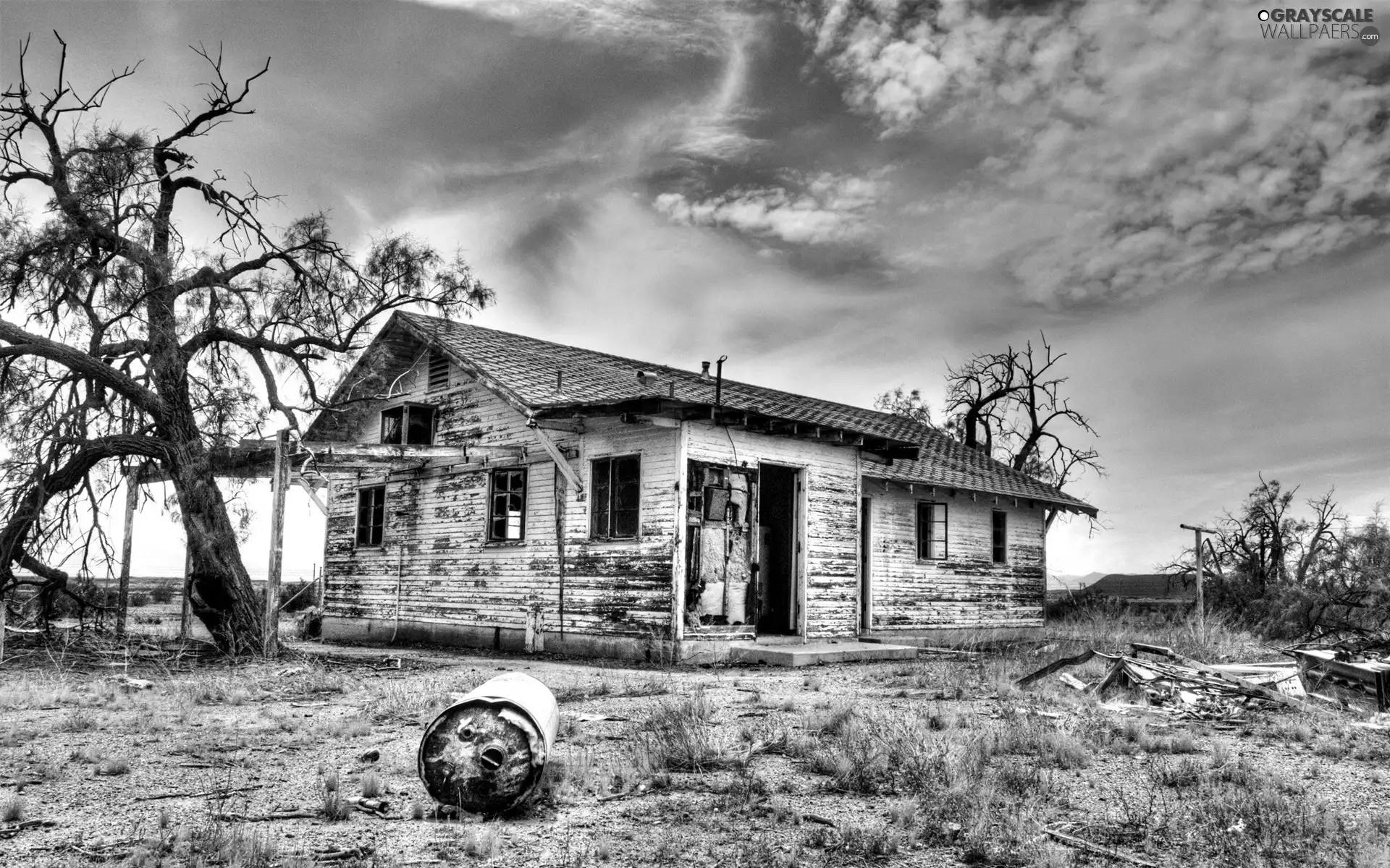 house, Old car, abandoned