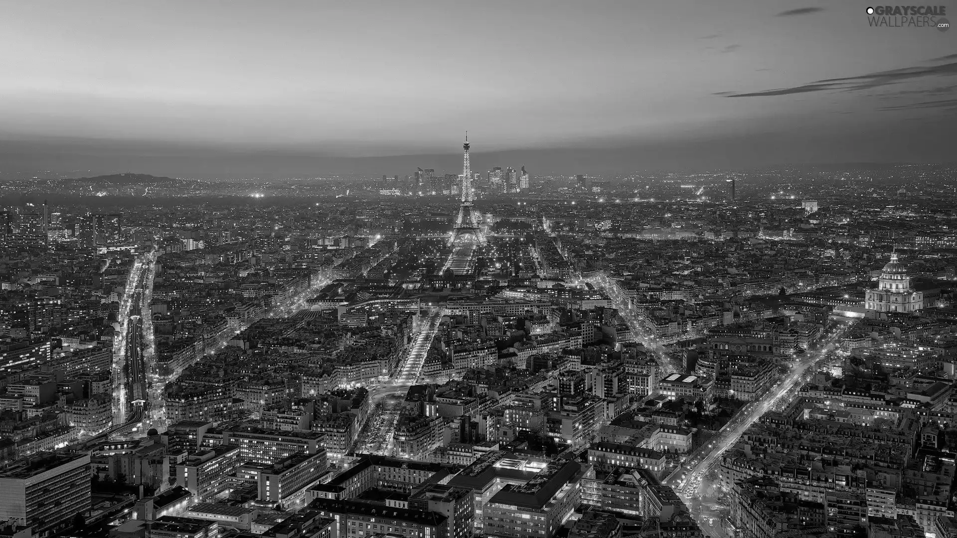 Paris, Town, Aerial View, Night