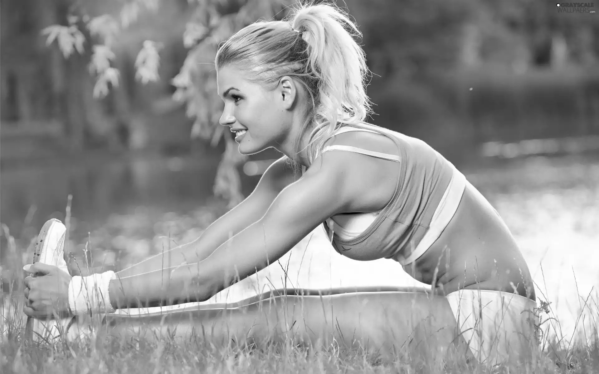 Blonde, Park, aerobics, River