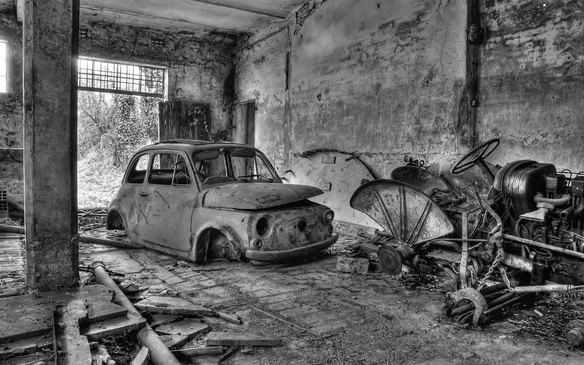 ruins, Automobile, agrimotor, House