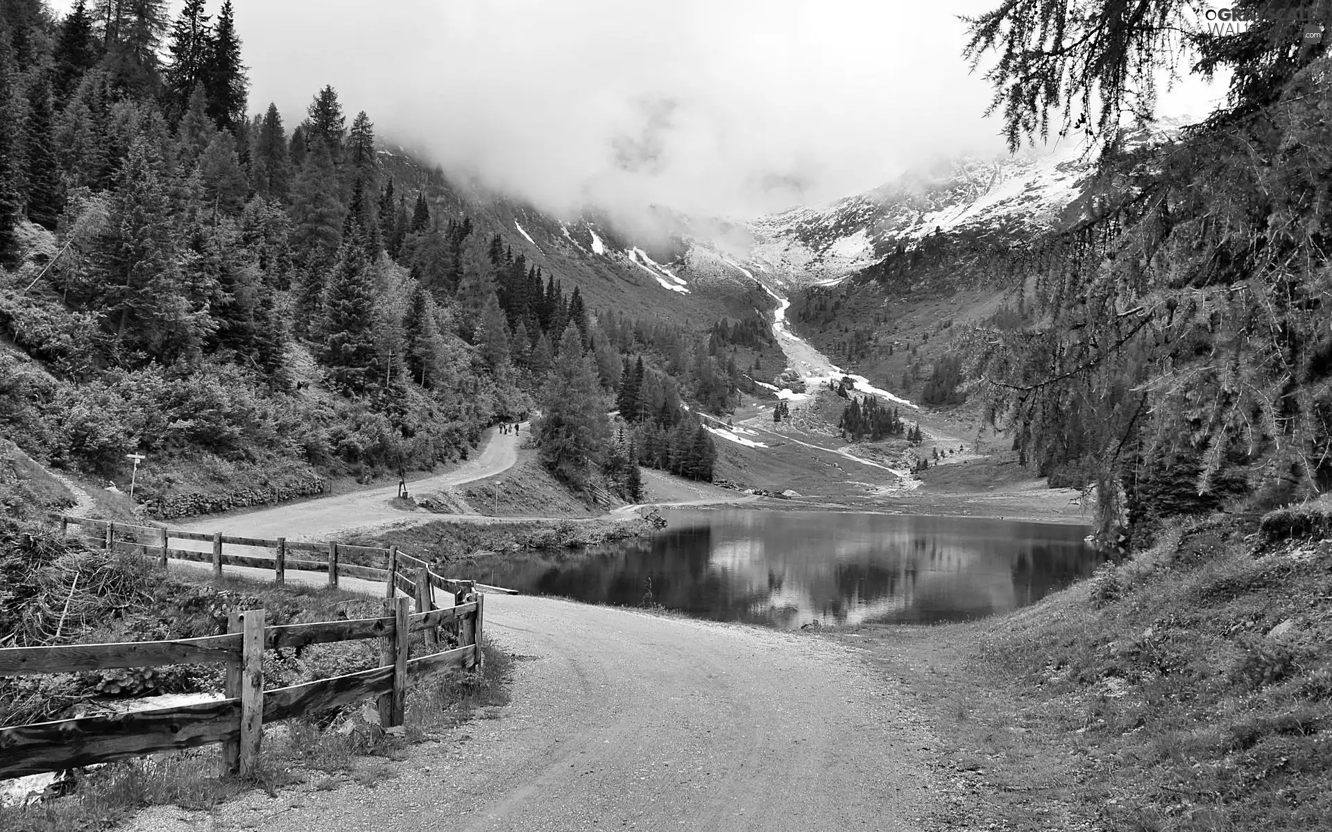 Alps, Austria, lake, Mountains, Way