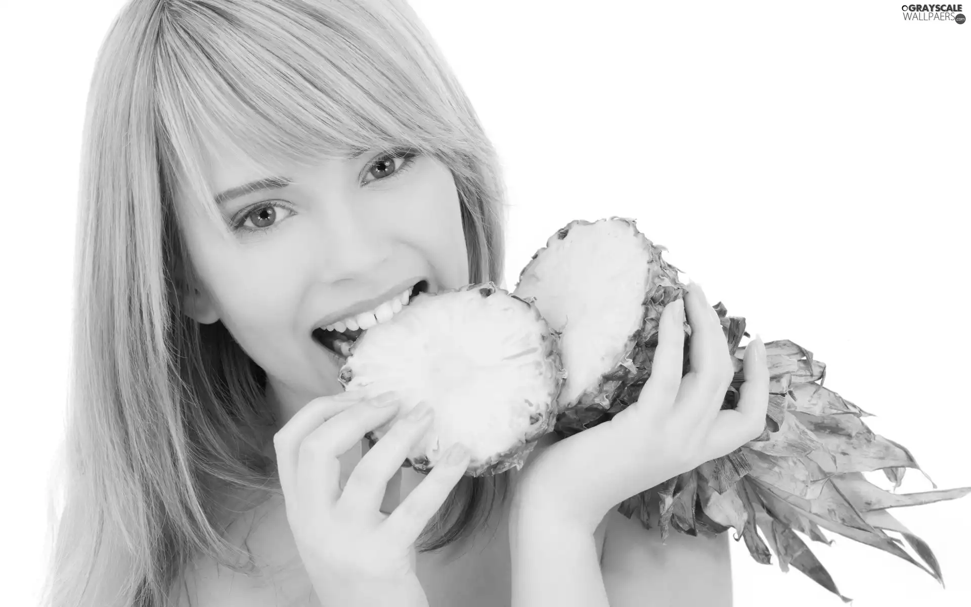 ananas, smiling, girl