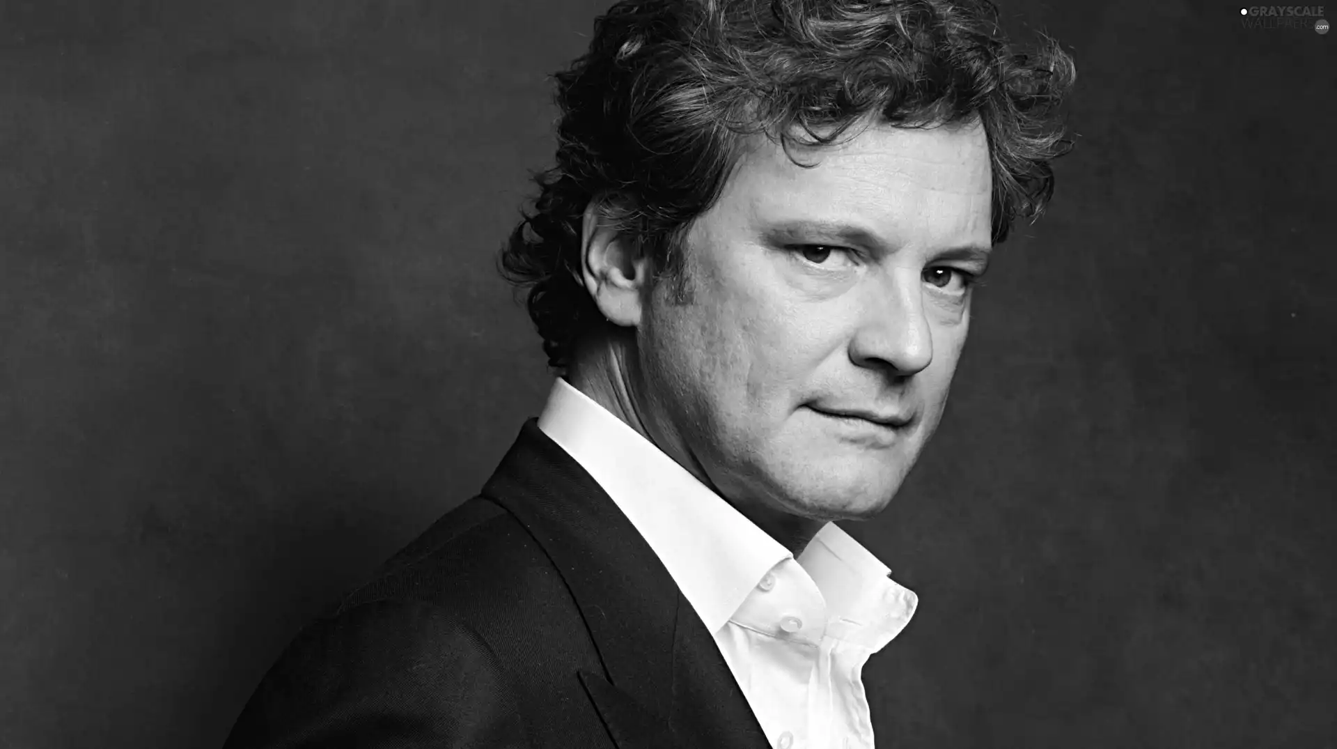 Colin Firth, a man, Black and white, actor