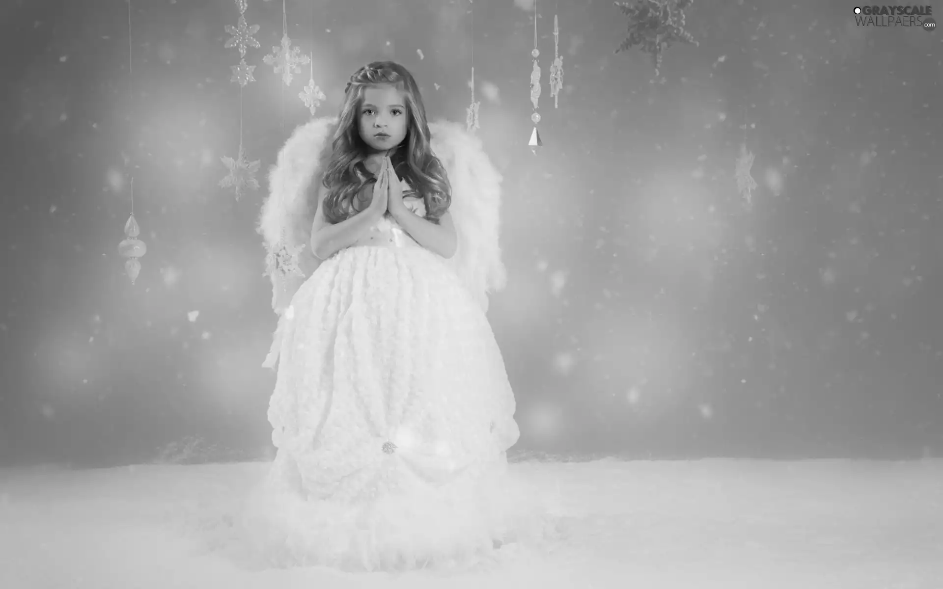 Stars, Snow White, angel, snow, girl