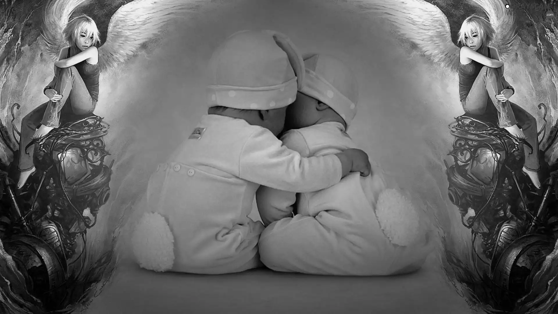 Two cars, rabbits, angels, toddlers