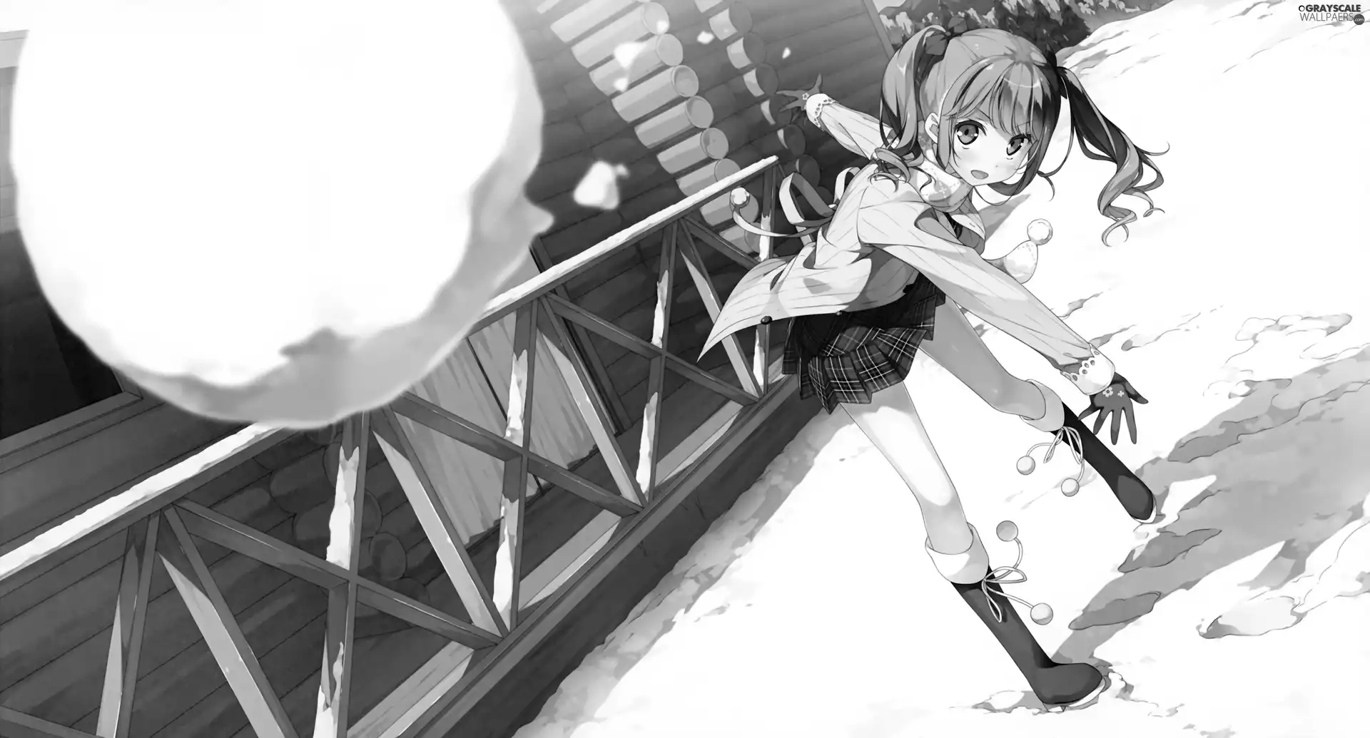 Anime, girl, snow