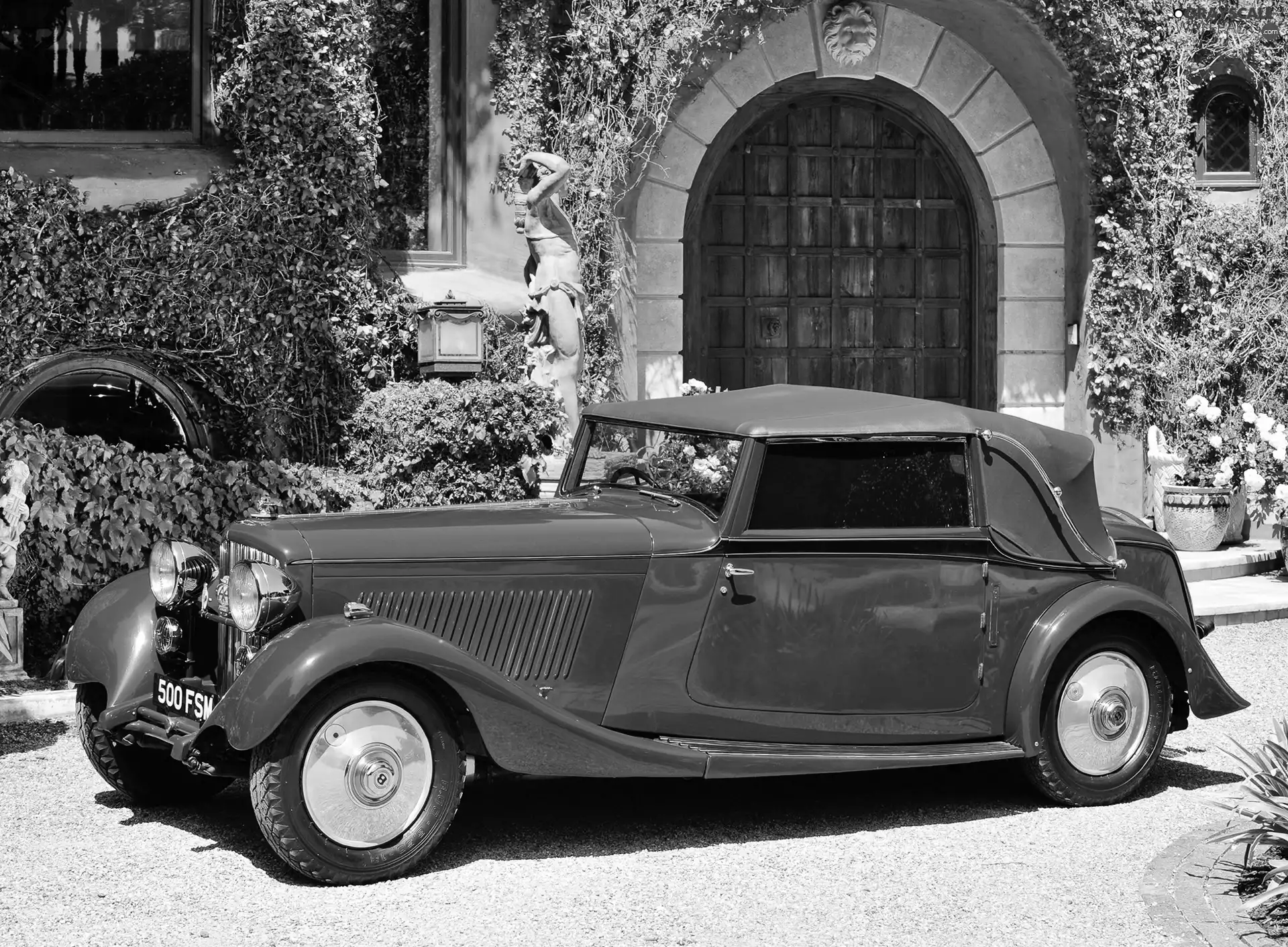 Red, Automobile, antique, Bentley Derby