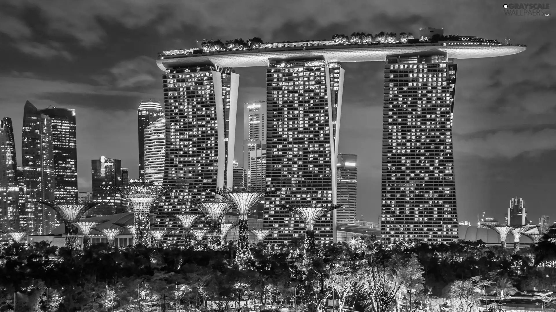 architecture, Marina Bay Sands, skyscrapers, Town, Singapur