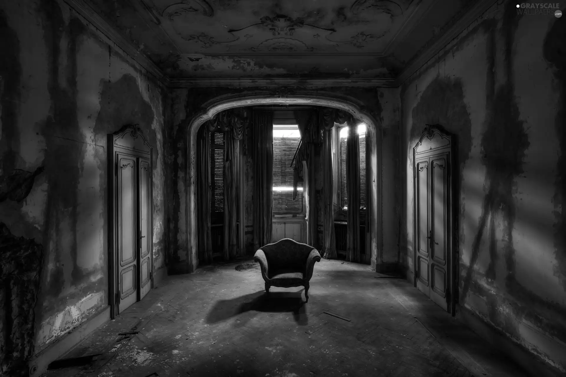 Armchair, Doors, Space, room, Neglected