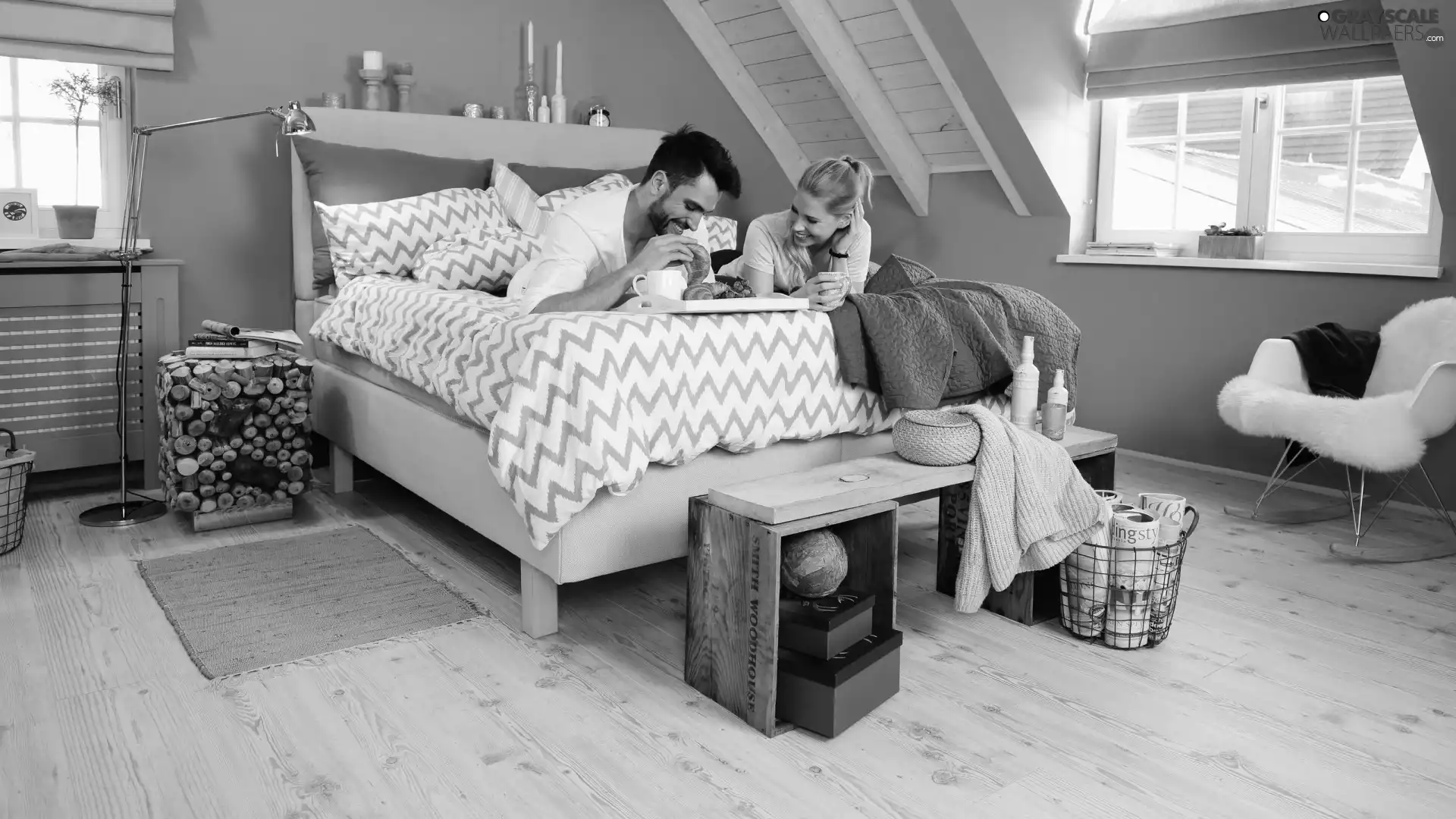 People, White Bed, attic, Bedroom, breakfast, Steam