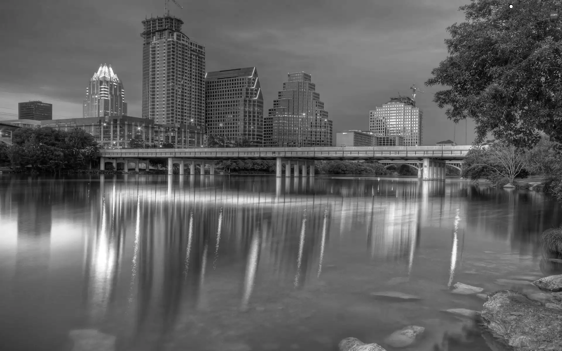 Austin, Teksas, bridge, Houses, River