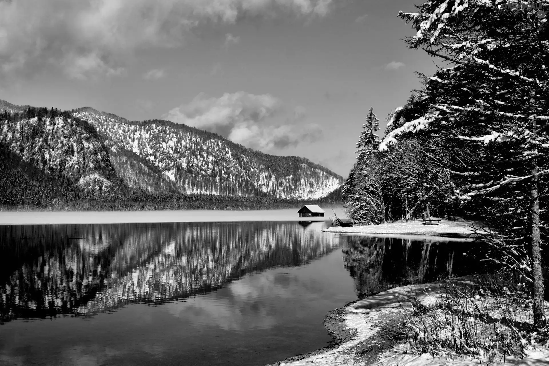 Mountains, Home, Austria, lake