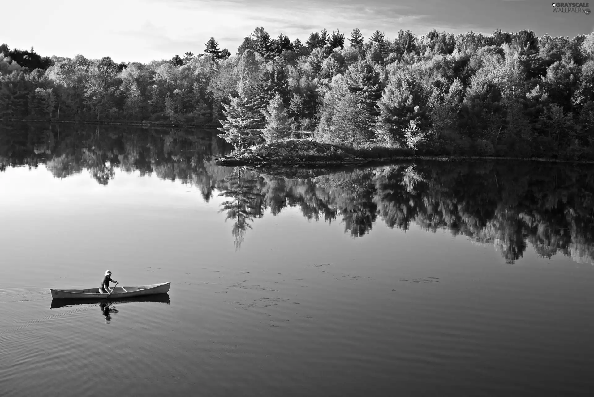 Boat, forest, autumn, lake