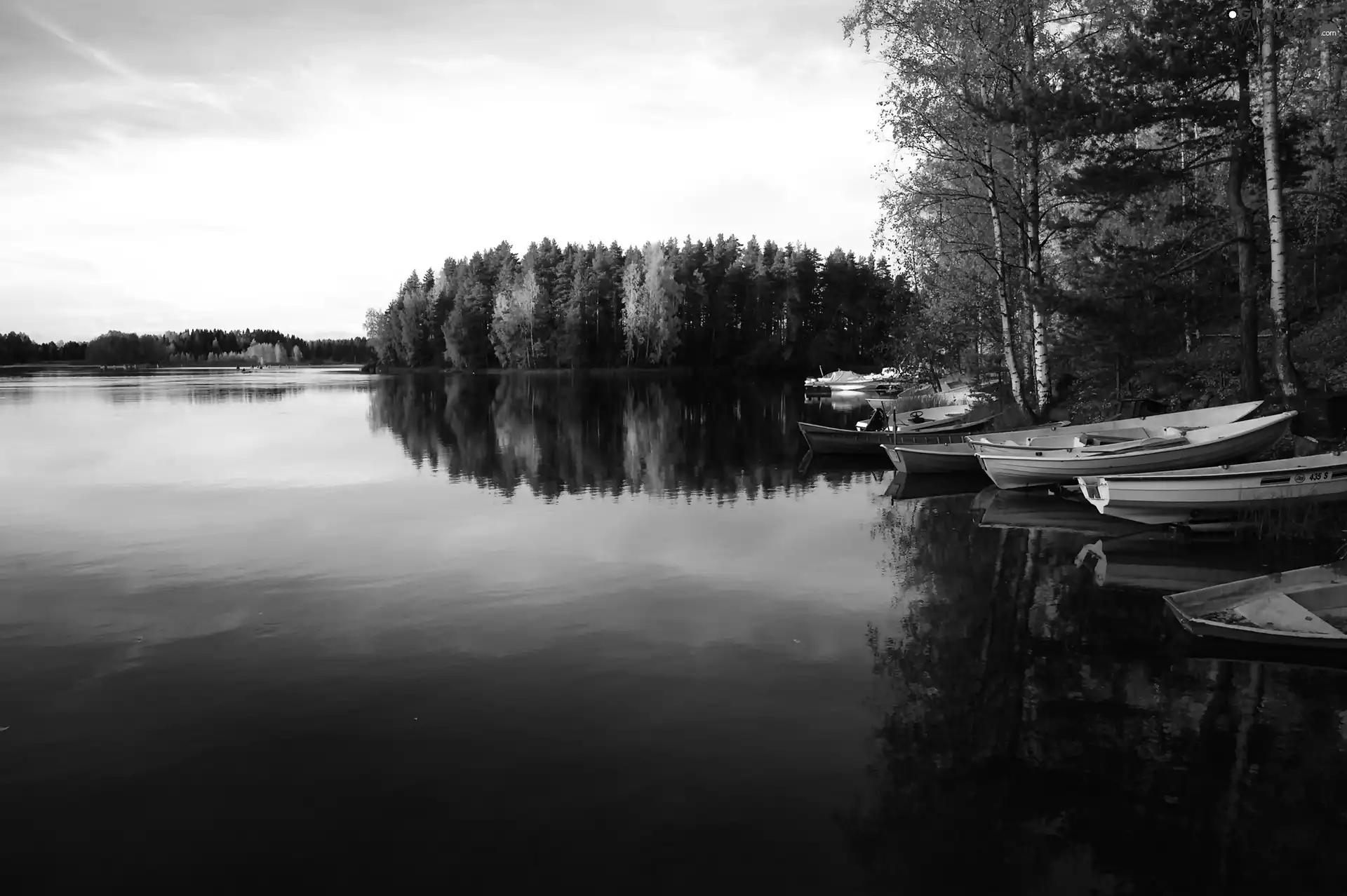 autumn, lake, boats