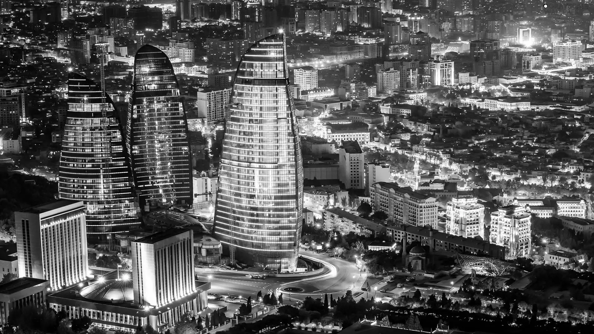 Baku, City at Night, Azerbaijan