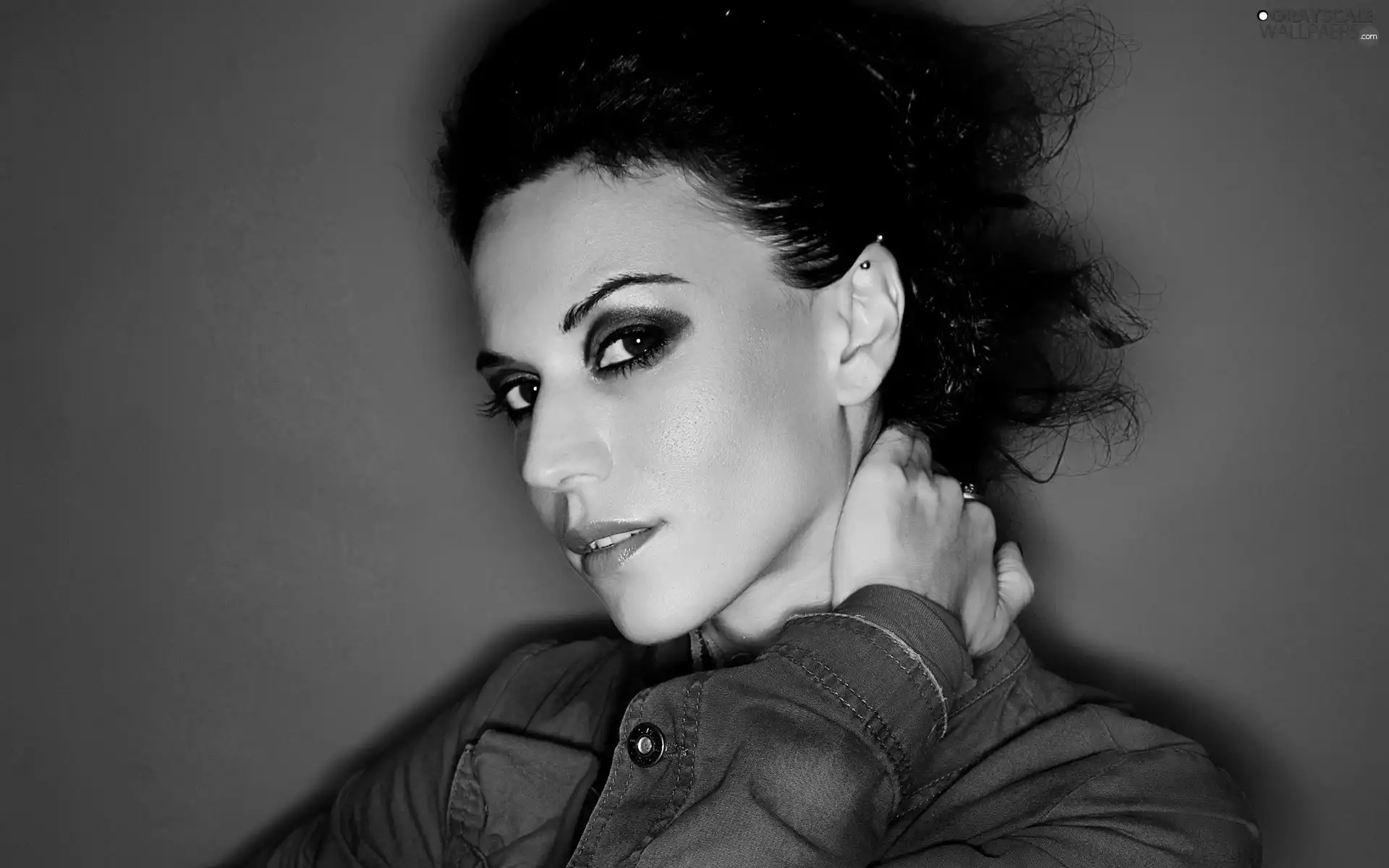 Women, Red, background, make-up