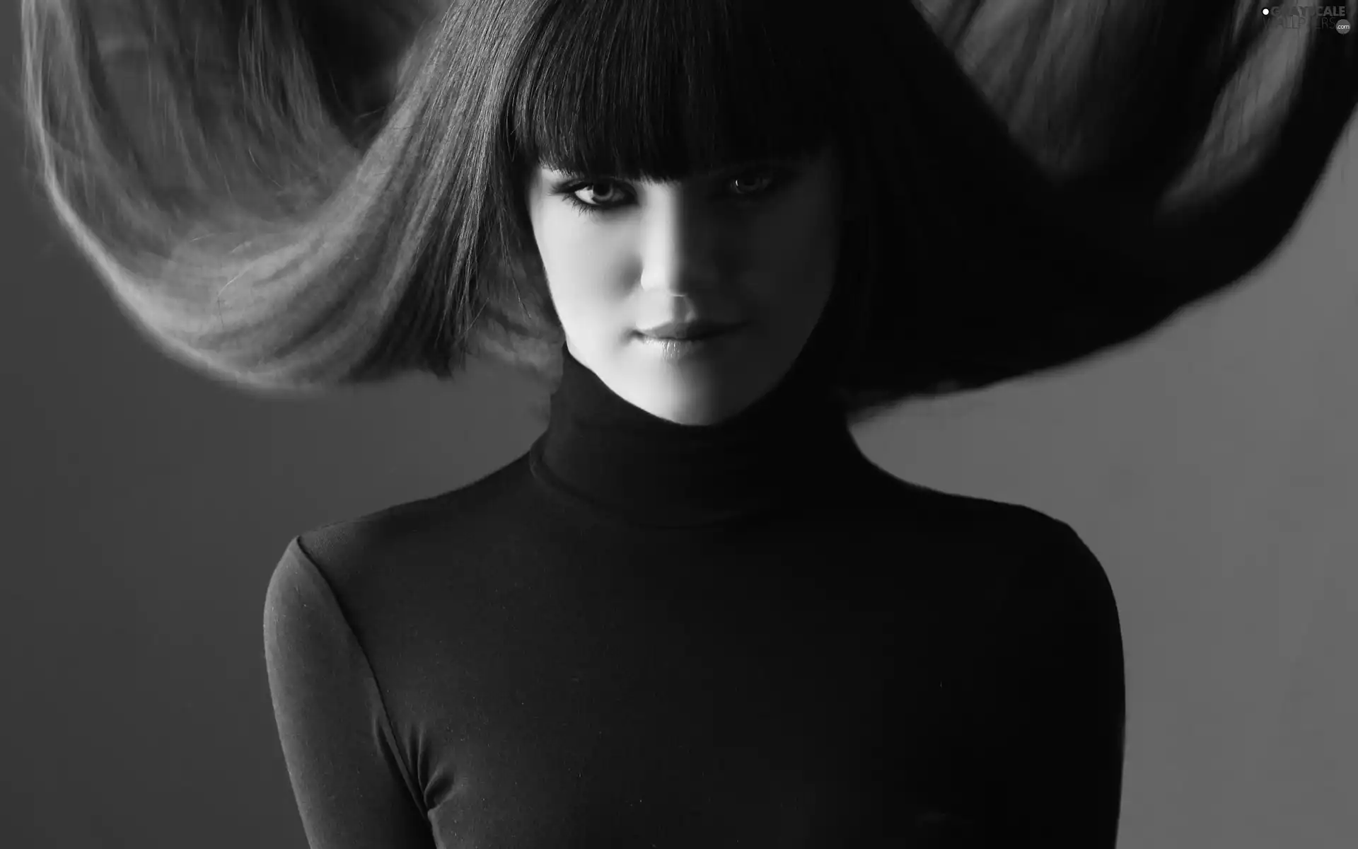 bangs, Women, Black