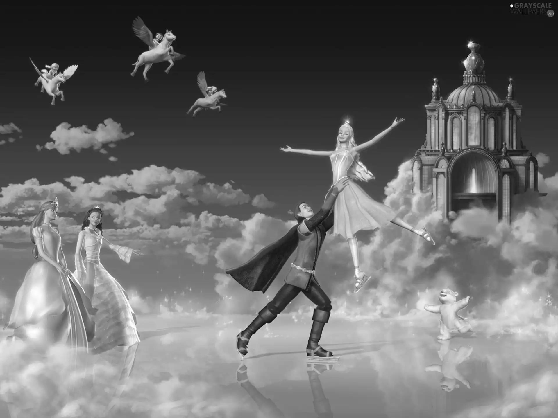 dance, clouds, Barbie, palace