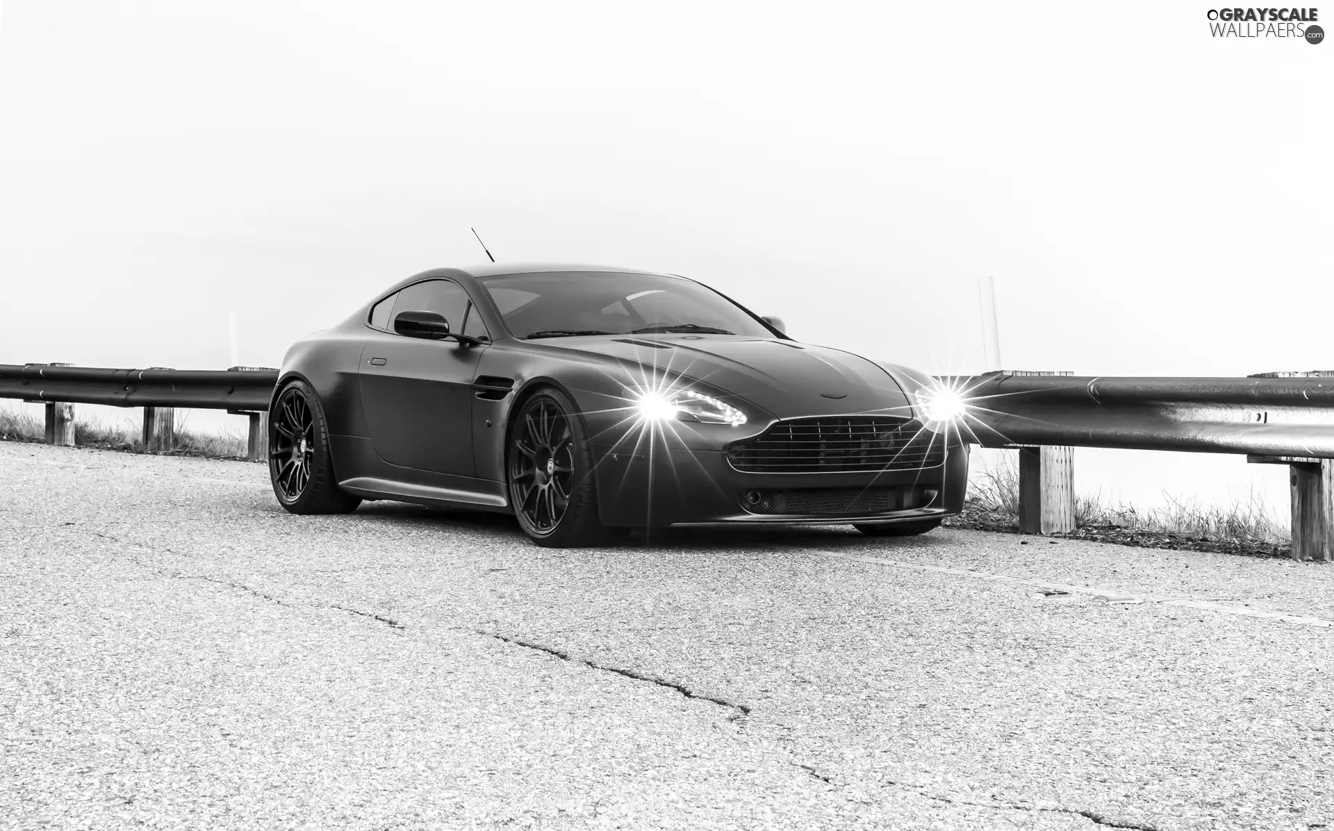 Black, Way, barriers, Aston Martin