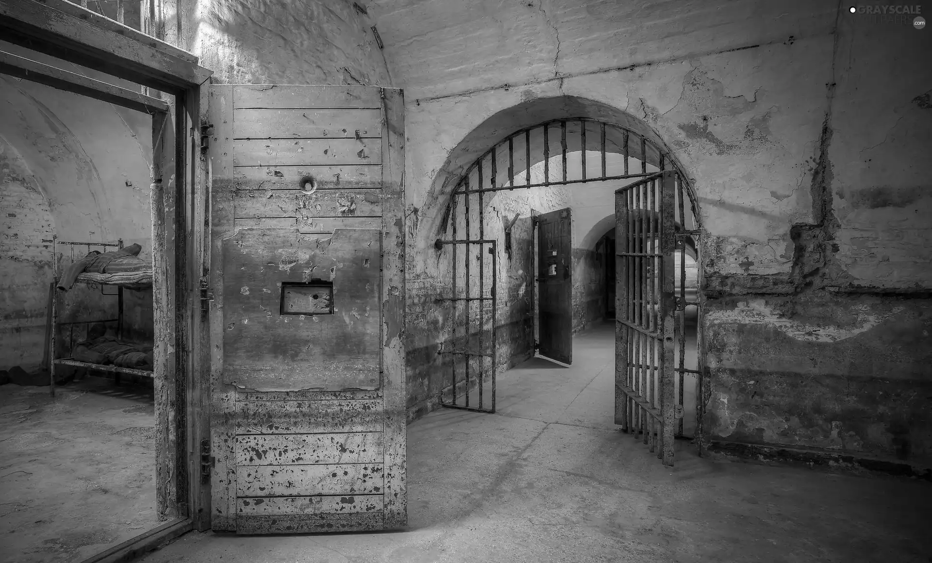 bars, Doors, prison, cell, Neglected