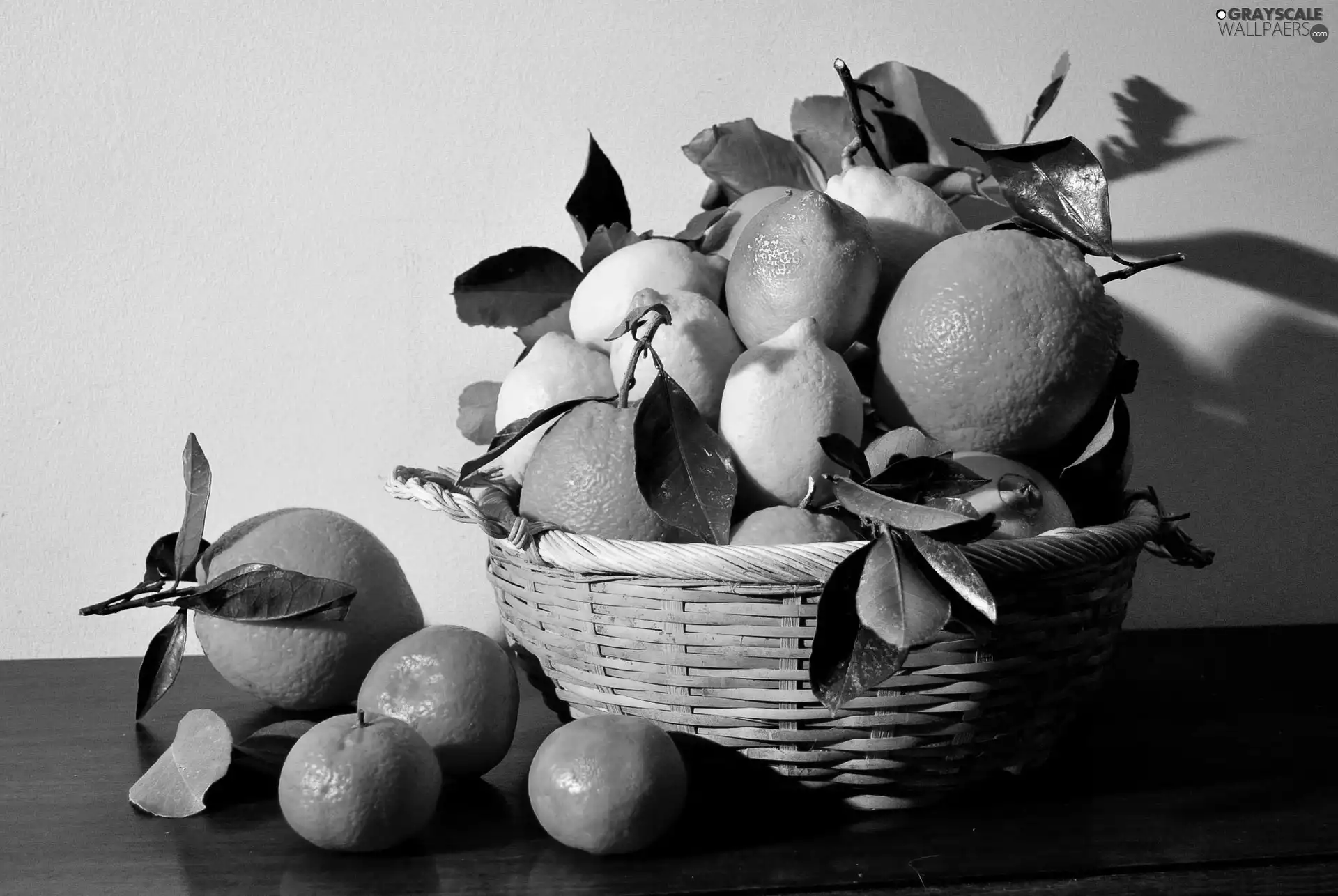 basket, lemons, orange