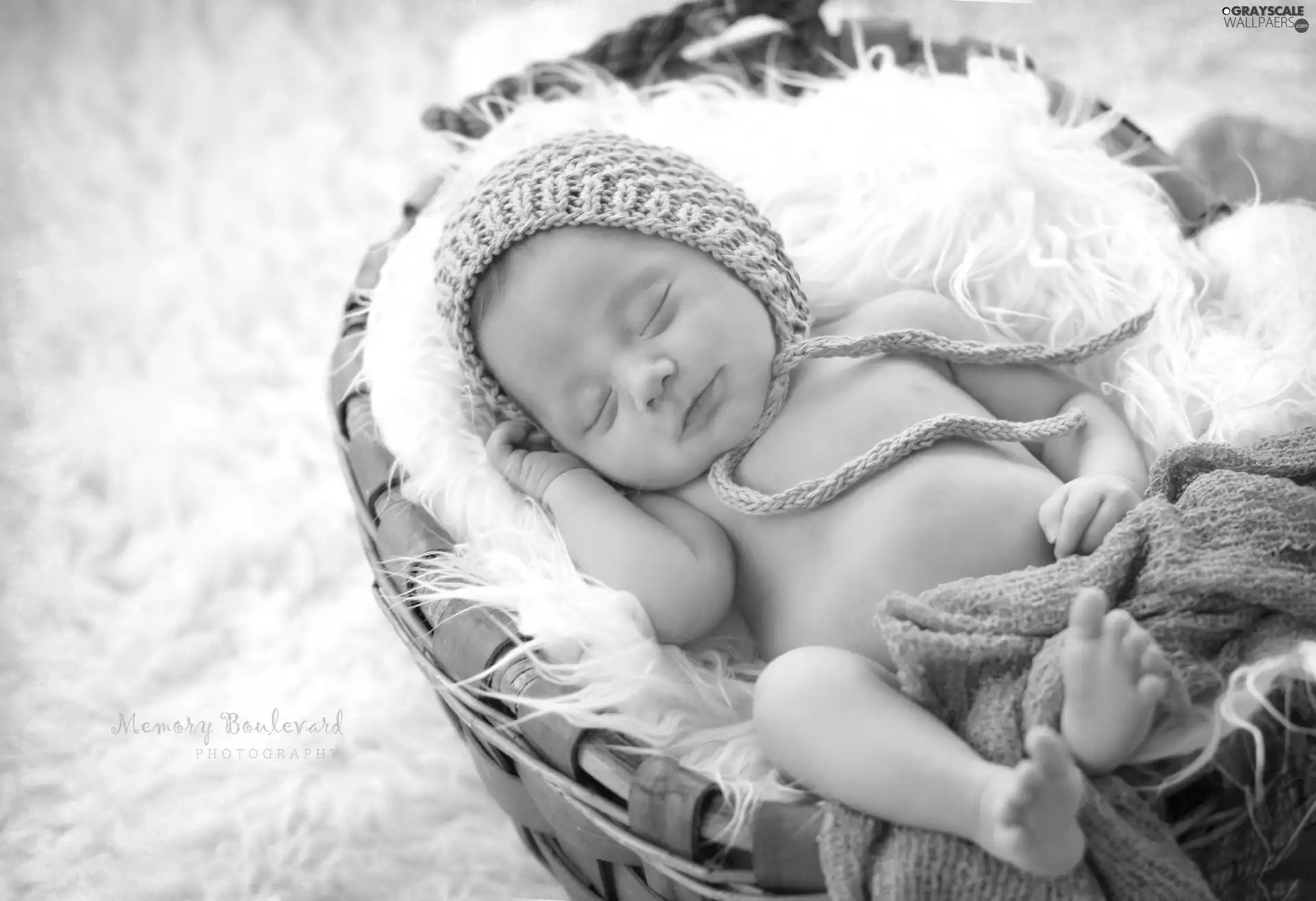 Sleeping, Bonnet, basket, Baby