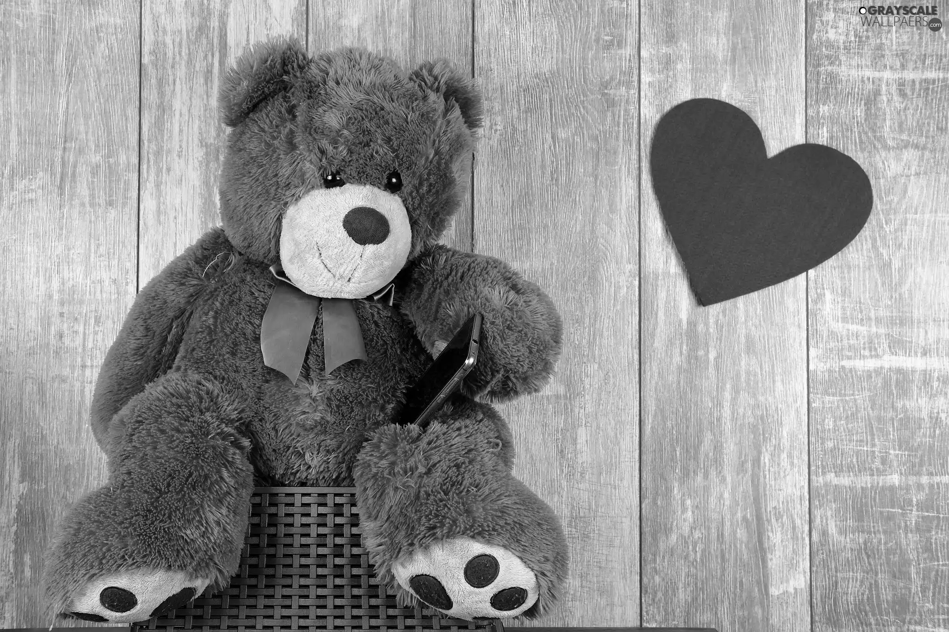 plush toy, toy, teddy bear, Heart teddybear, love, feeling, basket, board, Telephone