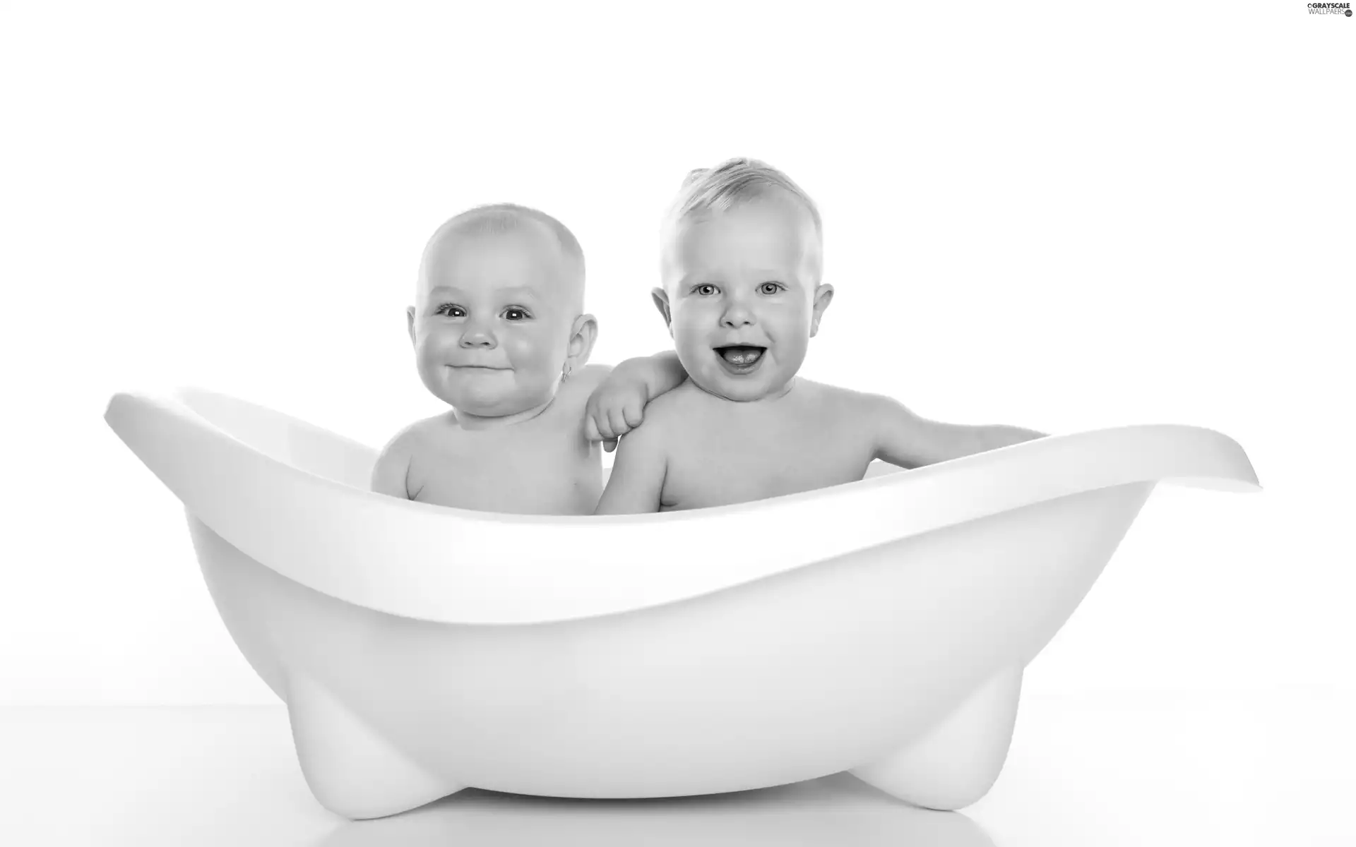 bathtub, two, Kids