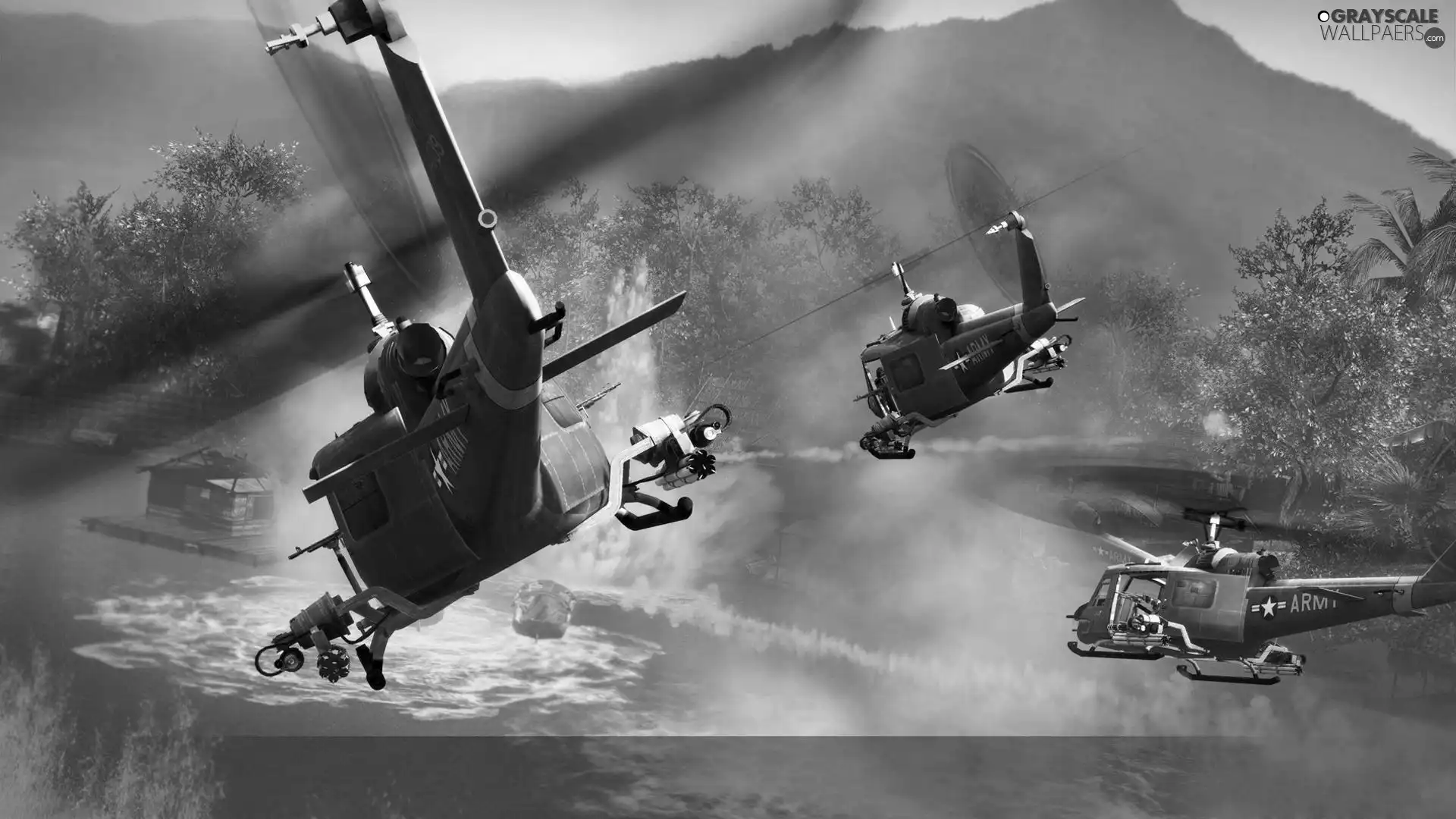 Battle, helicopters, action
