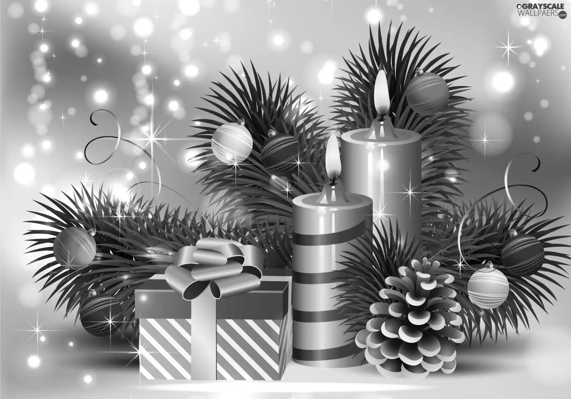 baubles, Present, decoration, Christmas, 2D Graphics, candles