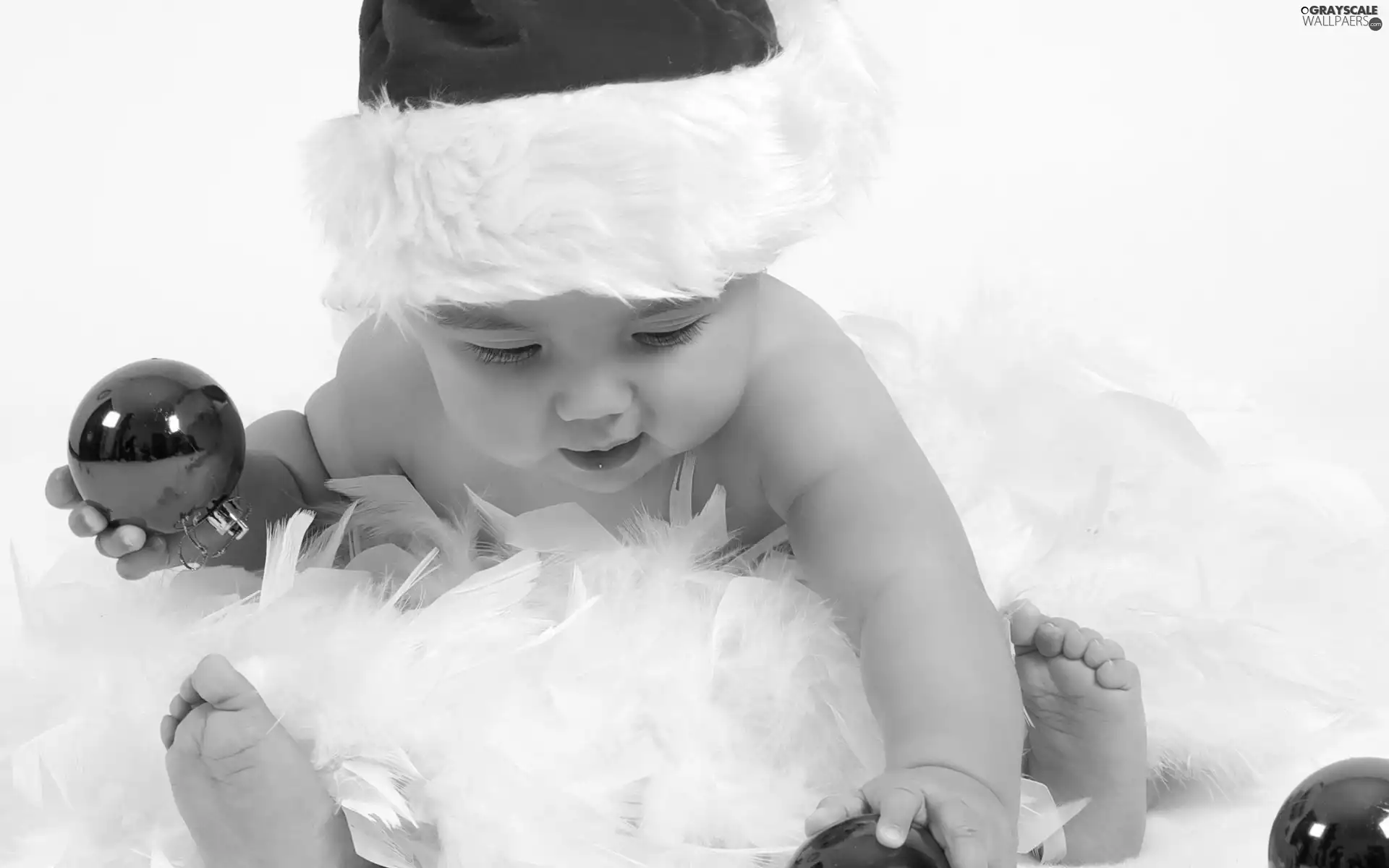 Kid, Santa, baubles, small