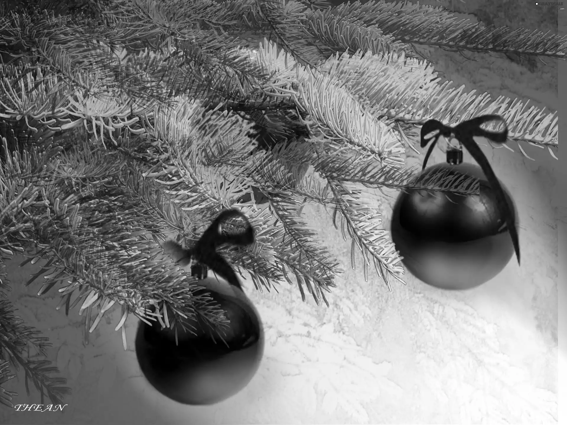 christmas tree, Red, baubles