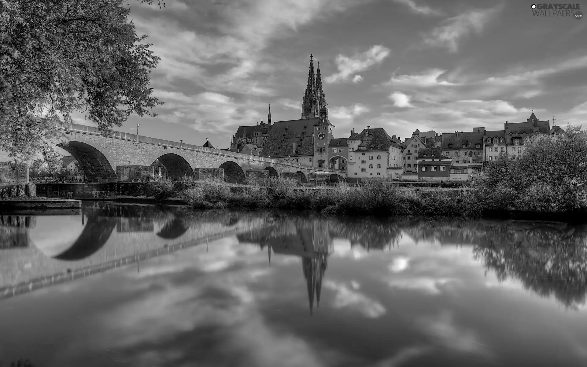 Bavaria, autumn, bridge, chair, River