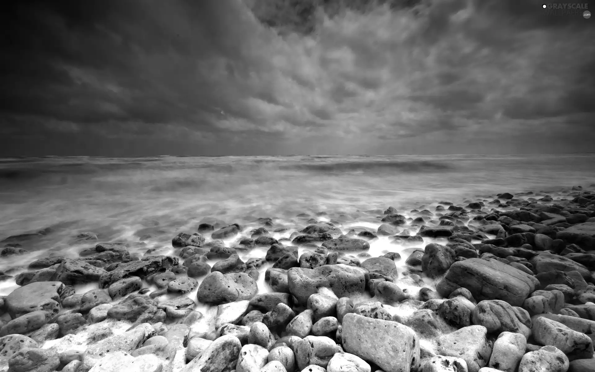 Clouds, rocky, Beaches, Sky