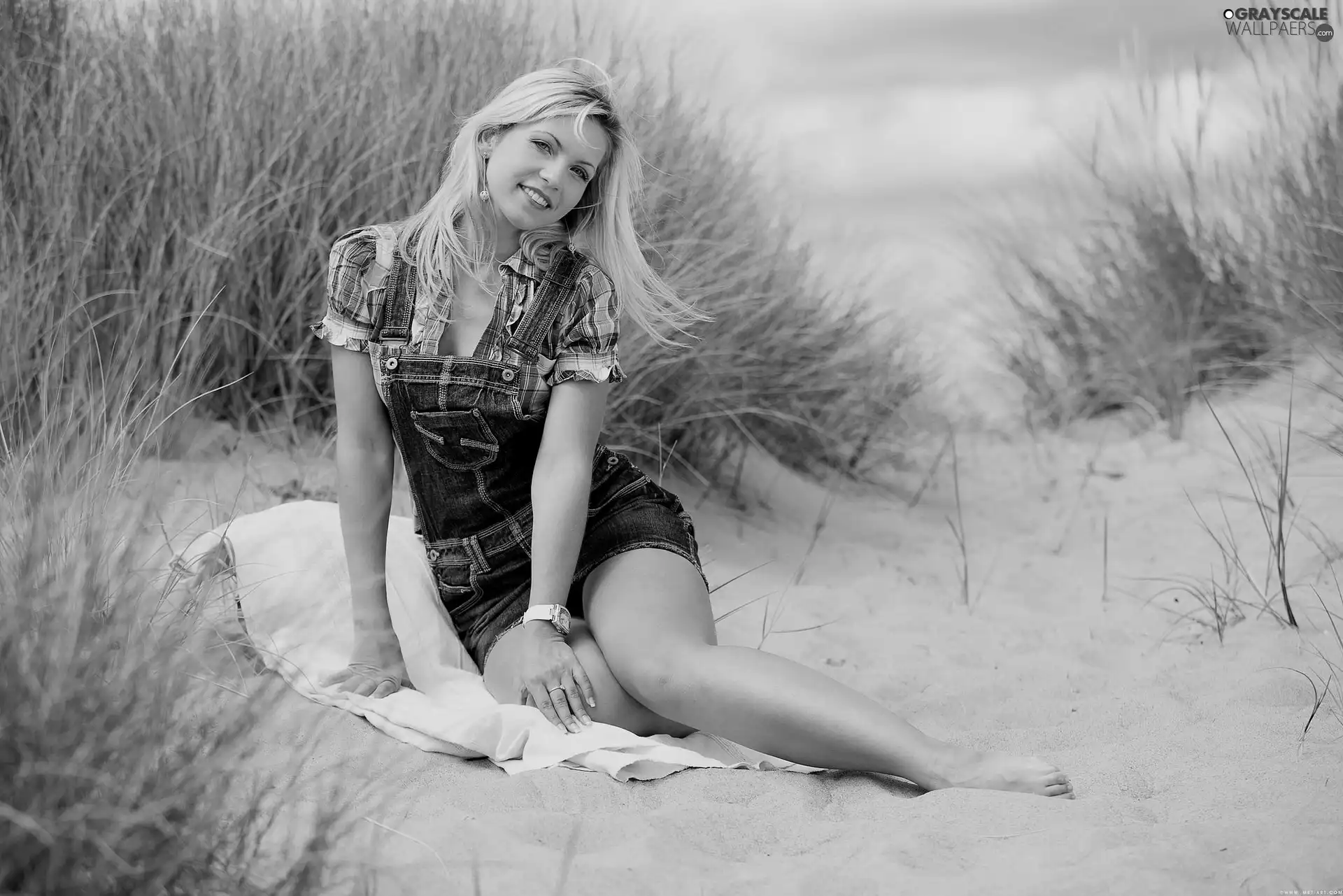 Beaches, Dunes, Blonde, sea, Women