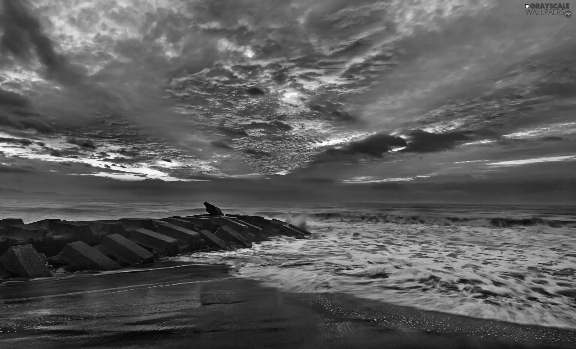 Red, sea, Beaches, clouds