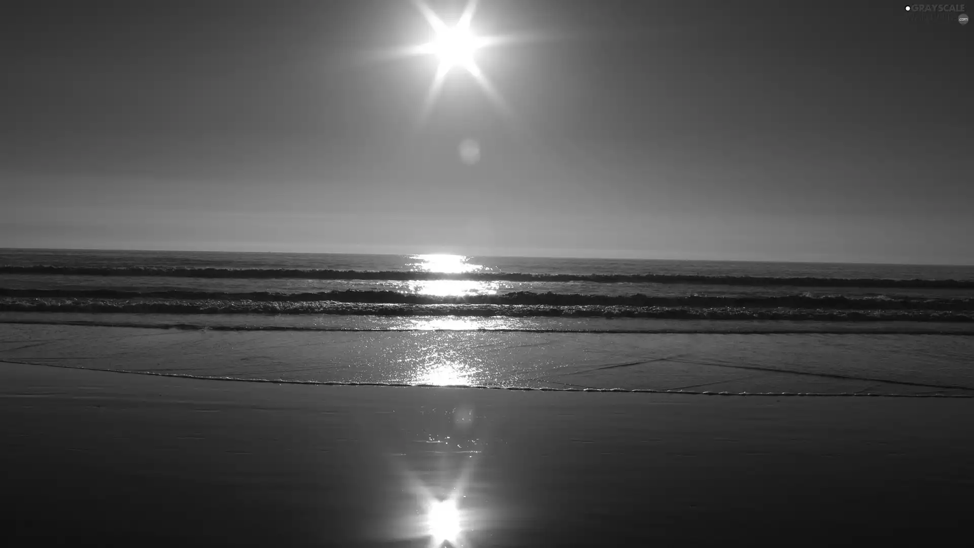 Beaches, reflection, sun, sea, east